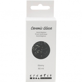 Keramik Glasur, 984-1101 °C, dækkende, Ebony, 60 ml/ 1 fl.