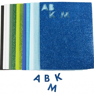 Mosgummi ark, str. 14x25 cm, tykkelse 2 mm, blå/grøn harmoni, 12 ark/ 1 pk.