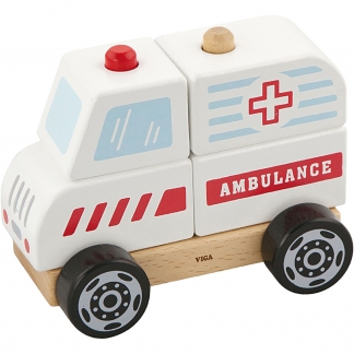 VIGA Stabel Ambulance i træ, Ambulance, str. 13x10x8 cm, 1 stk.