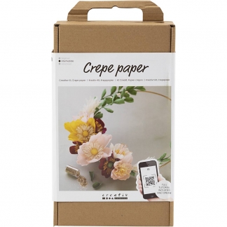 DIY Kit Crepepapir, Krans, Stræk/crepe: 180%, 1pk./ 1 pk.