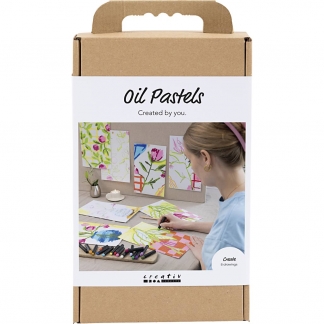 DIY Kit Oliepastel, Blomster, ass. farver, 1 pk.