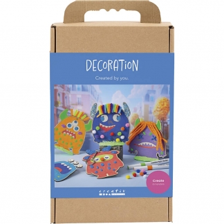 DIY Kit Dekoration, Monstre, colorful, glade farver, stærke farver, 1 pk.
