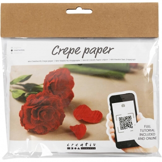 Mini DIY Kit Crepepapir, Roser, Stræk/crepe: 180%, 105 g, 1 pk.