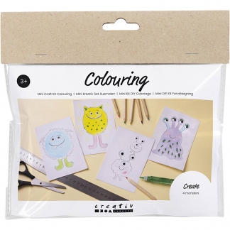 Mini DIY Kit Farvelægning, Monster, 1pk./ 1 pk.