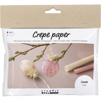 Mini DIY Kit Crepepapir, Æg, lys pink, lys gul, 1pk./ 1 pk.