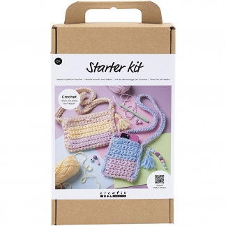 Start DIY Kit Hækle, Tasker, ass. farver, 1 pk.