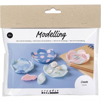 Mini DIY Kit Modellering, Skåle, pastelblå, lys pink, 1pk./ 1 pk.