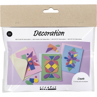 Mini DIY Kit Dekoration, Dekorerede kort , blå, grøn, pink, 1pk./ 1 pk.