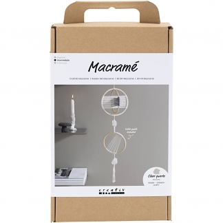 DIY Kit Macramé, Mobile, grå, off white, 1pk./ 1 pk.