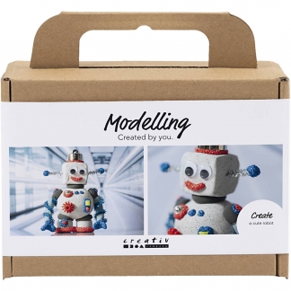 Mini DIY Kit Modellering, Robotdreng, blå, grå, rød, 1pk./ 1 pk.