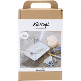 DIY Kit Kintsugi, Fad, blå, guld, hvid, 1pk./ 1 pk.