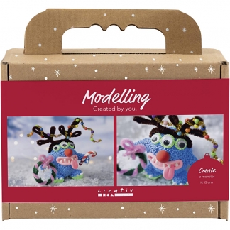 Mini DIY Kit Modellering, Rensdyrmonster, ass. farver, 1 pk.