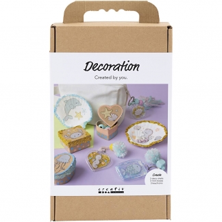 DIY Kit Dekoration, Æsker, muslingeskaller, nøgleringe, pastelfarver, 1 pk.