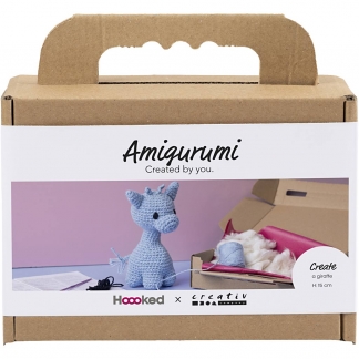 DIY Kit Amigurumi, Giraf, lys blå, 1 pk.